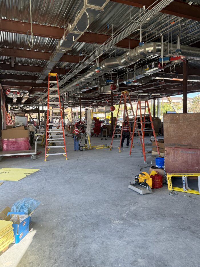 Crews continue work on installation of mechanical, electrical, and plumbing (MEP) systems.