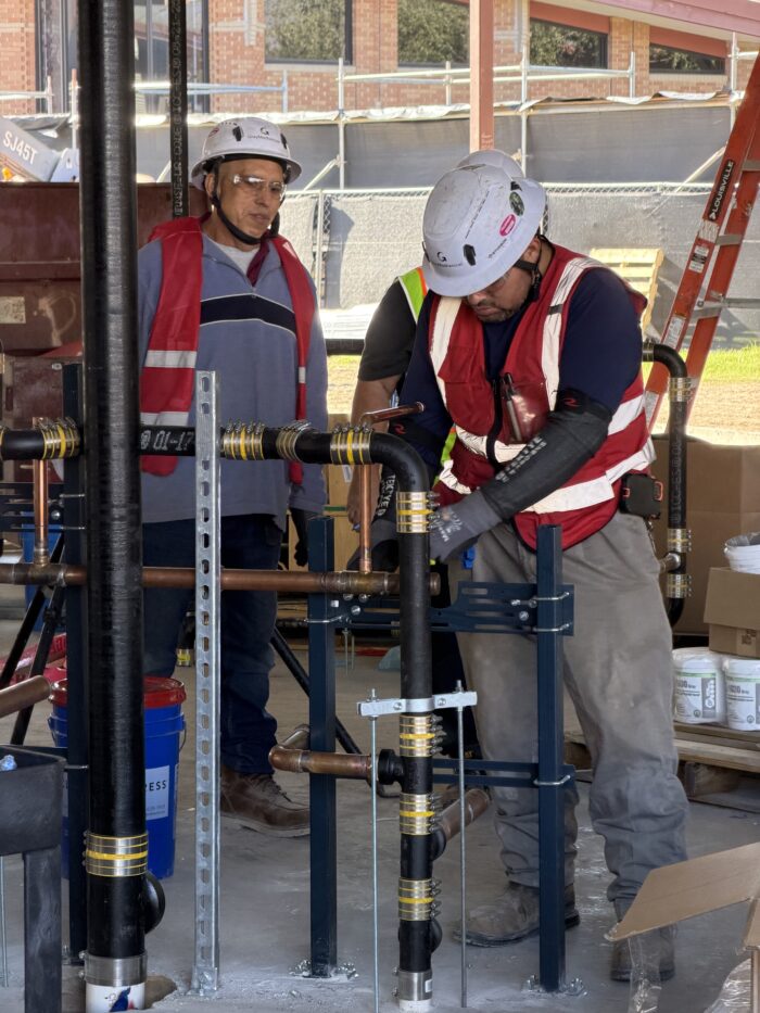 Crews continue work on installation of mechanical, electrical, and plumbing (MEP) systems.