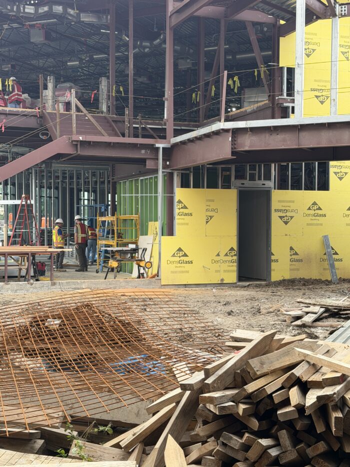 Construction crews are making great progress on the new building.