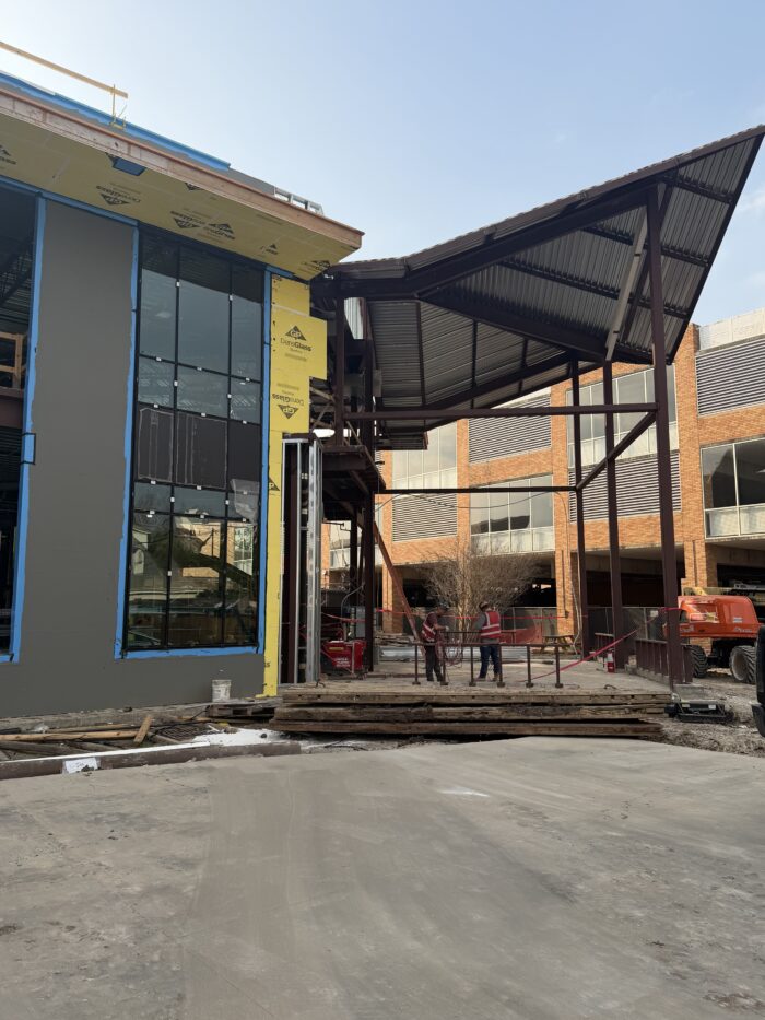 Construction crews are making great progress on the new building.