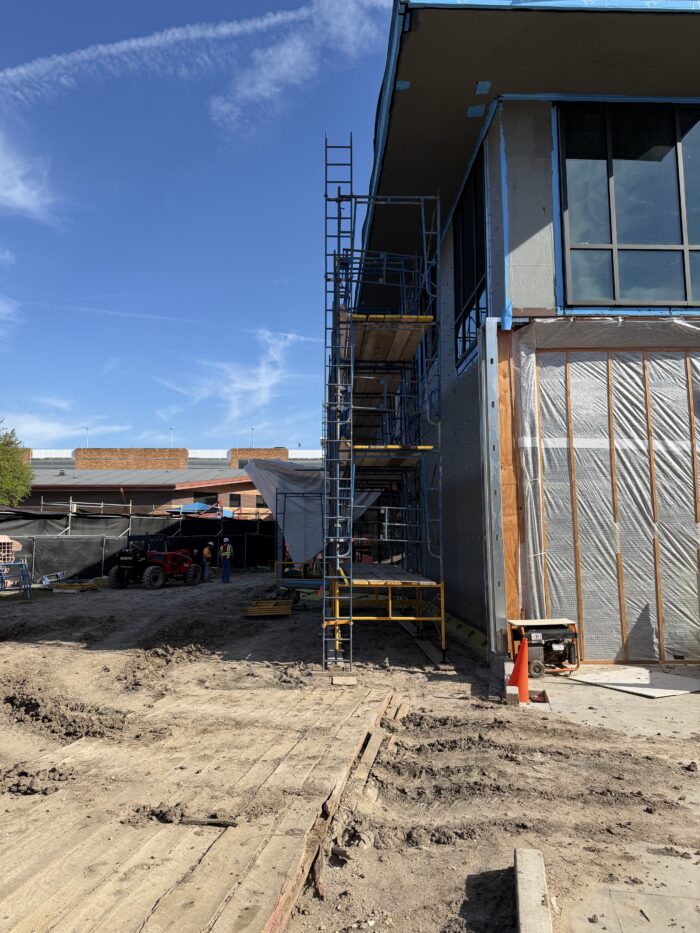 Building scaffolding to begin laying bricks!