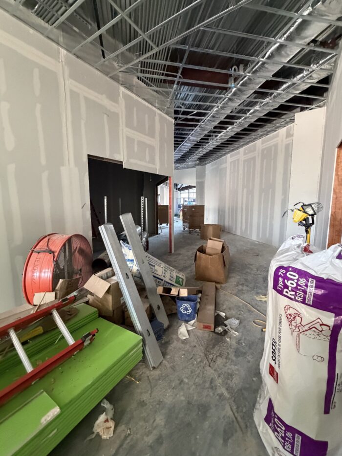 Drywall on the first floor is almost complete