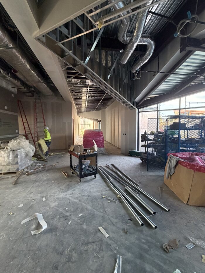 Drywall on the first floor is almost complete