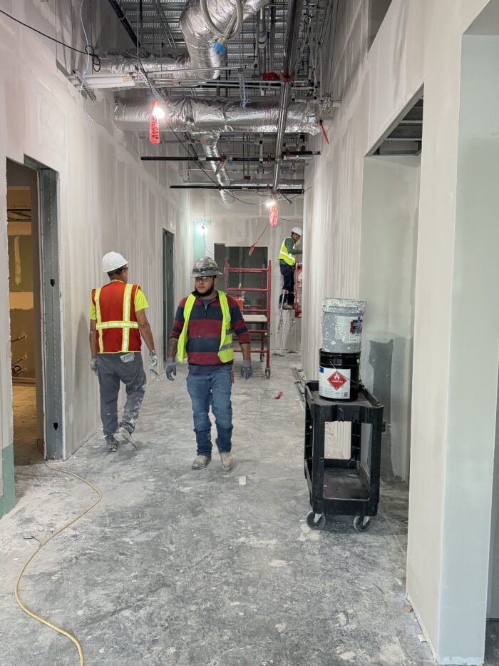 Drywall on the first floor is almost complete