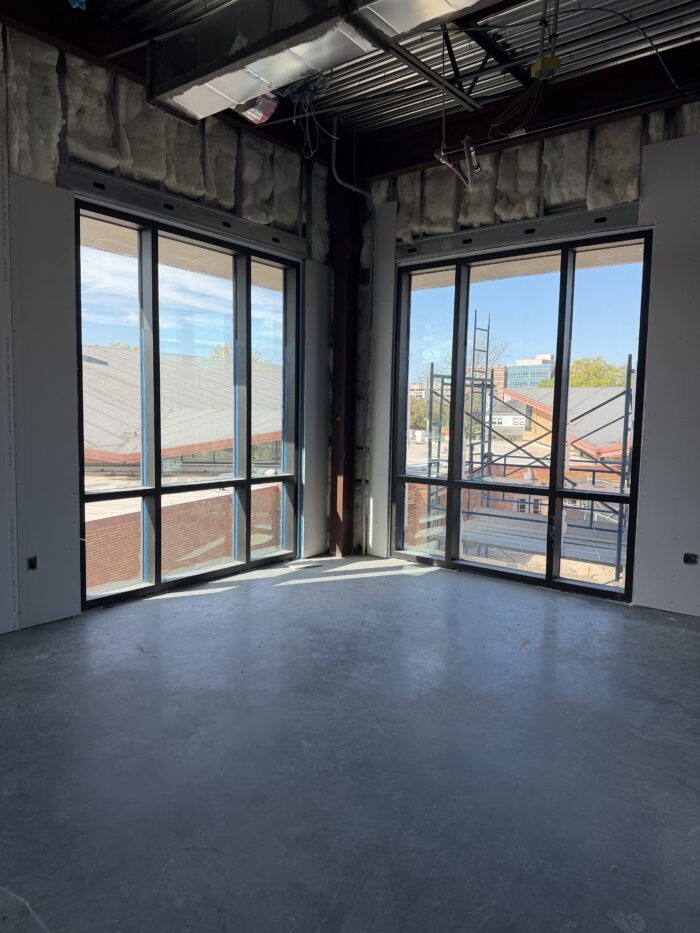 Looking out over the existing building