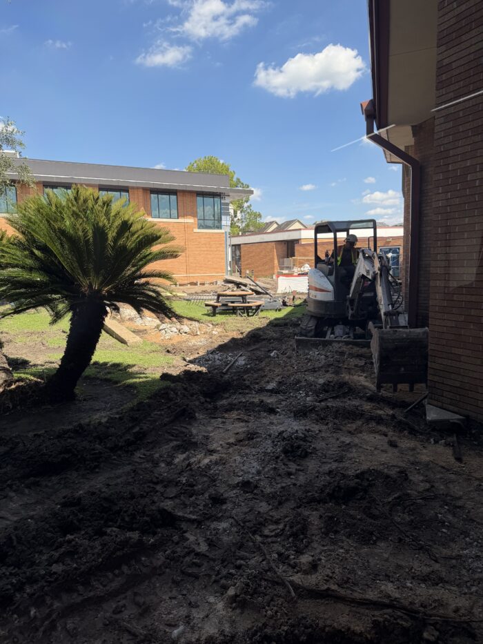 Courtyard demo and wall removal