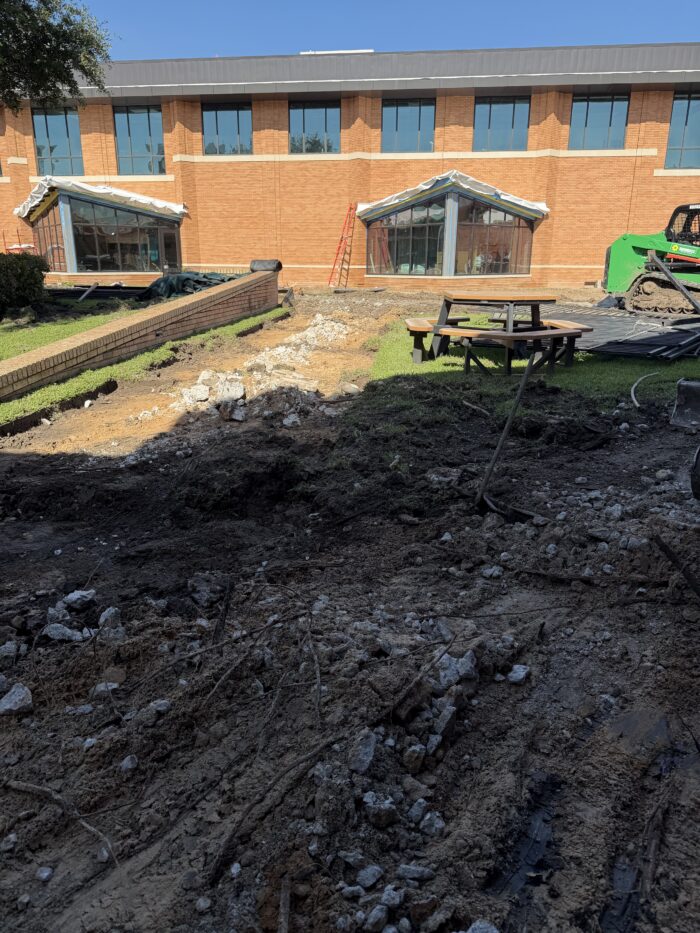 Courtyard demo and wall removal
