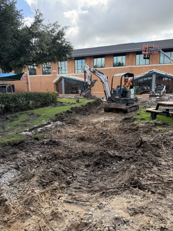 Courtyard demo and wall removal