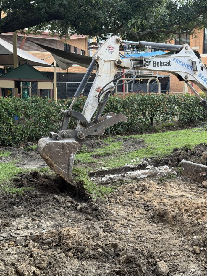 Courtyard demo and wall removal