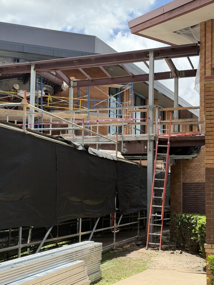 School skybridge under construction