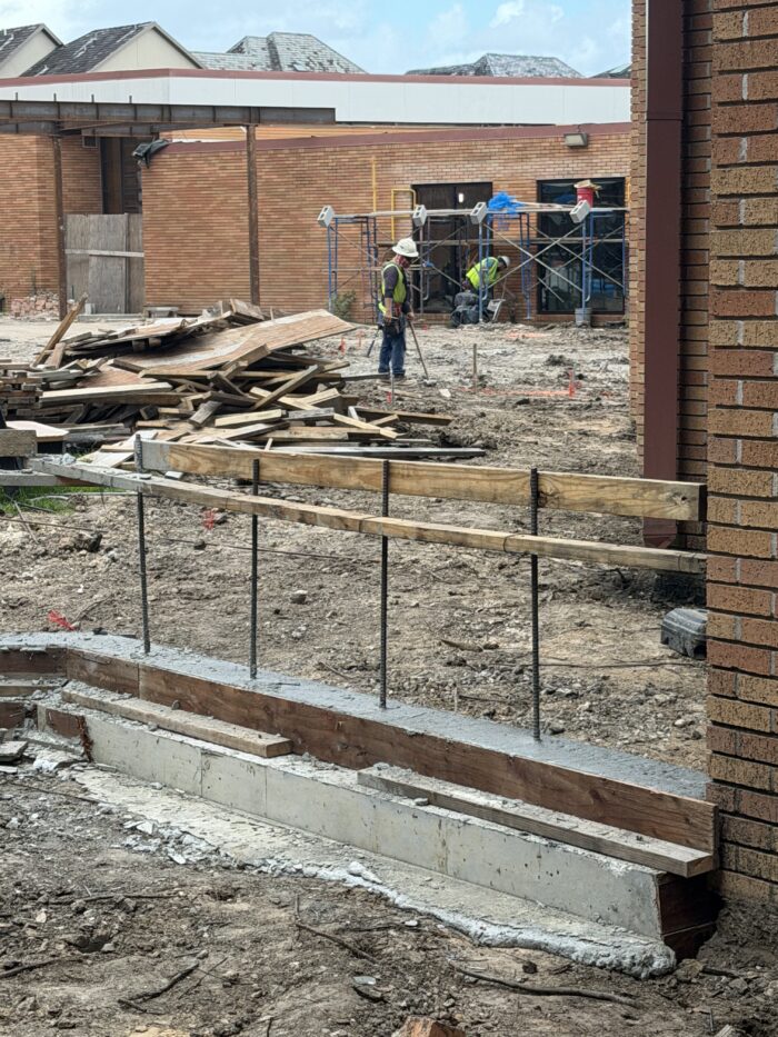 Ongoing work in the courtyard