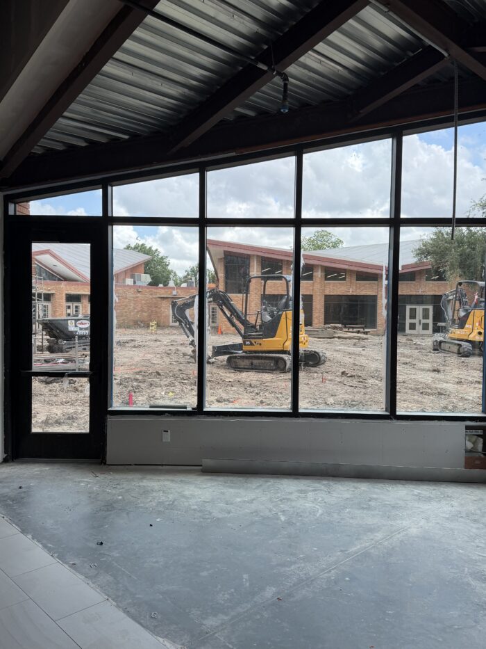 Looking out at the courtyard