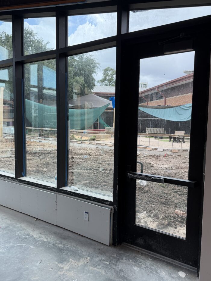 Looking out at the courtyard