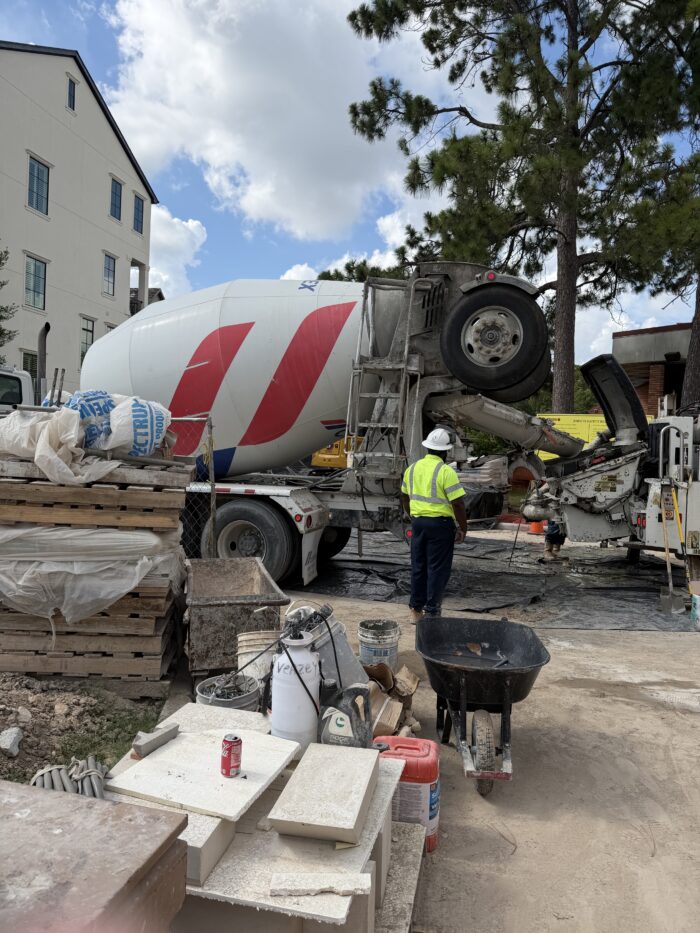 Concrete pour in the new courtyard