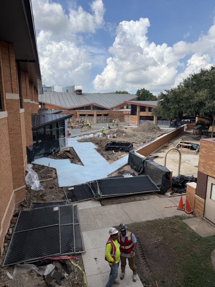 Concrete pour in the new courtyard