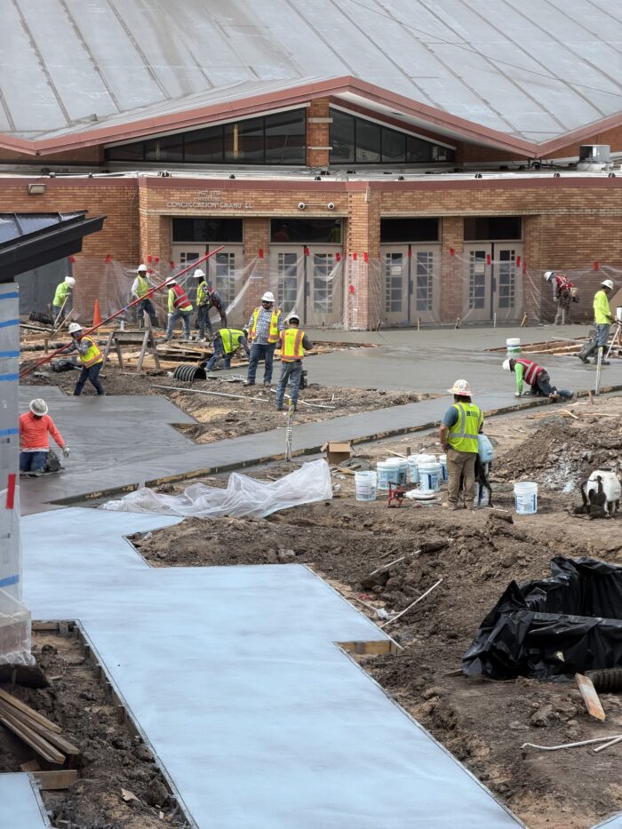 Concrete pour in the new courtyard