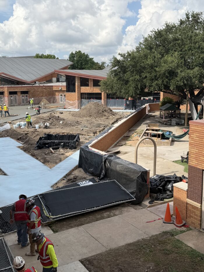 Concrete pour in the new courtyard