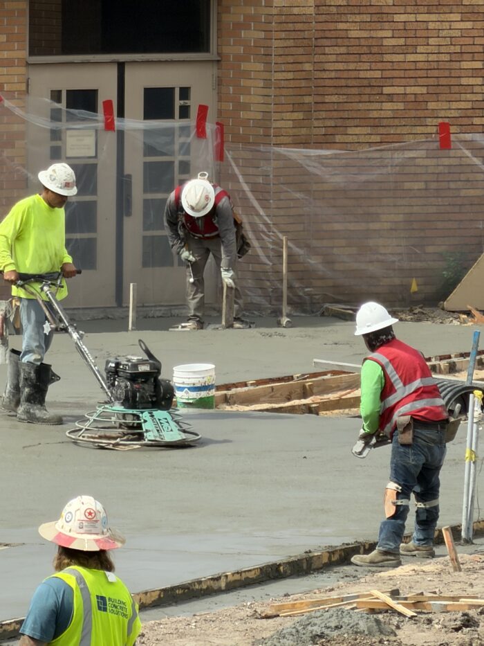 Concrete pour in the new courtyard