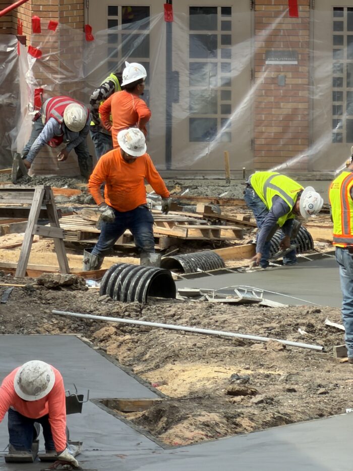 Concrete pour in the new courtyard