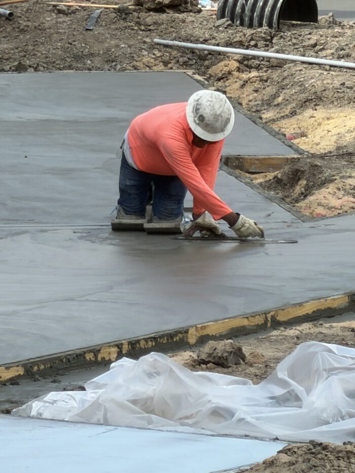 Concrete pour in the new courtyard