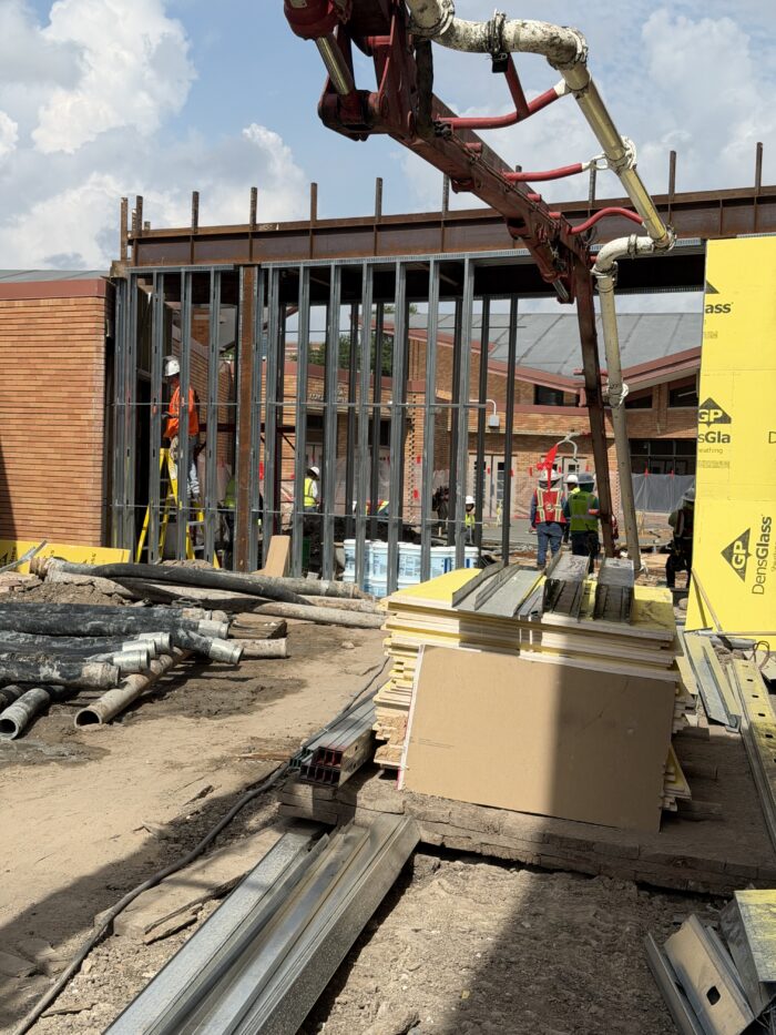 Progress on the walkway connecting the new building with the North Lobby area