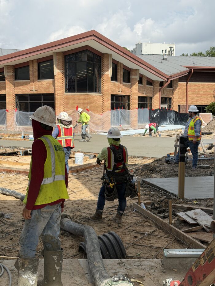 Concrete pour in the new courtyard