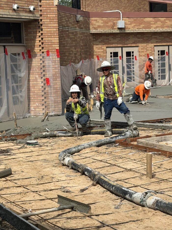 Concrete pour in the new courtyard