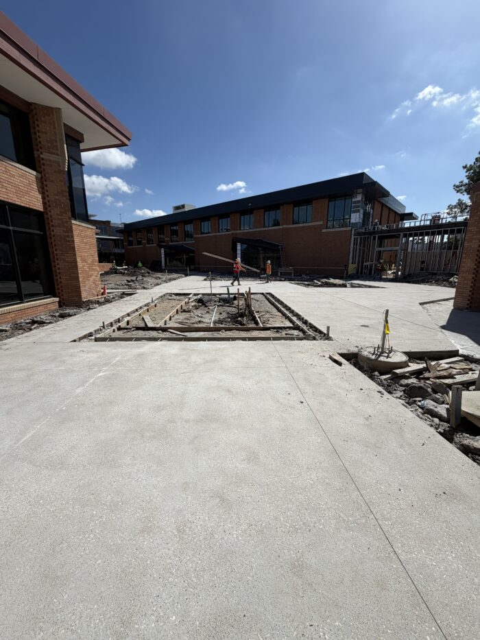 Concrete in the new courtyard