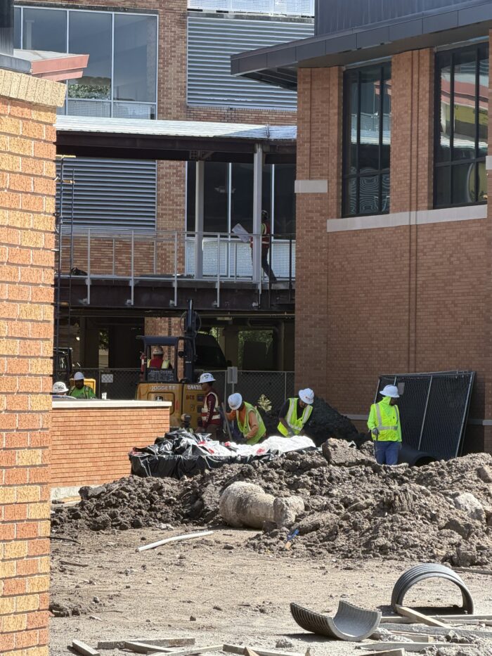Concrete pour in the new courtyard