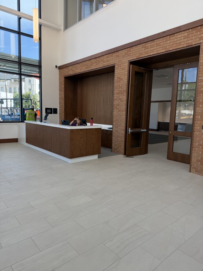 The new reception and security space.