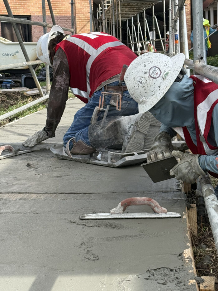 Building the temporary walkway (July 10)